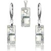 Strieborný set SWAROVSKI ELEMENTS sivo biela farba