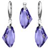 Strieborný set Swarovski Elements fialová farba