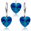 Strieborný set modré srdcia