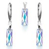 Strieborný set SWAROVSKI ELEMENTS crystal AB v tvare obdĺžnika
