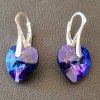 Strieborné náušnice srdiečka so Crystals Heliotrope 205