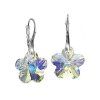 Strieborné náušnice kvety Crystal Aurore Boreale Flower