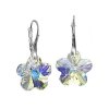 Strieborné náušnice kvety Crystal Aurore Boreale Flower
