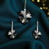 Strieborný prívesok a náušnice srdce Crystals čierne Silver Night  Ag 925/1000