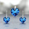 Strieborný set prívesok a náušnice srdce Crystals Bermuda Blue