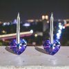 Strieborné náušnice so srdiečkom Crystal 10mm, pre dievčatá, pre ženy, fialové srdce