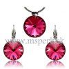Strieborný set náušnice a prívesok Rivoli 12 mm Fuchsia