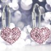 Strieborné dievčenské náušnice tvar srdca so Swarovski Crystals