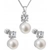 Perlová súprava šperkov z bielych, riečnych perál so zirkónom