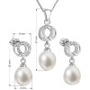 Súprava šperkov z bielych, riečnych perál s malým kruhom so zirkónmi