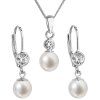 Luxusná súprava šperkov náušnice prívesok a retiazka z bielych riečnych perál s čírymi zirkónmi pre ženy