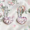 Strieborné dievčenské náušnice tvar srdca so Swarovski crystals