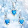 Súprava šperkov so synt. opálom a Preciosa crystals, náušnice a prívesok, modré srdce