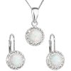 Prívesok a náušnice so synt. opálom a Swarovski crystals - biele