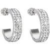 Strieborné dámske náušnice väčšie polkruhy so Swarovski crystals - číre biele