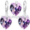 Exkluzívny set SWI crystal 18 mm v tvare srdca fialová farba