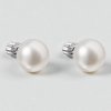 Strieborné dámske náušnice s bielou riečnou perlou 10 mm