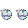 Strieborné dámske napichovacie náušnice so Swarovski Crystals tri krištáliky paradise shine