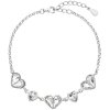 Strieborný dámsky náramok so Swarovski Crystals - číre srdce