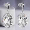 Strieborné dámske náušnice so Swarovski crystals oválny tvar číre