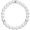 Perlový náramok biely - v troch častiach s krištálikmi v čírom prevedení, elastický