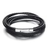 Čierny náramok z ekokože s oceľovým úchytom