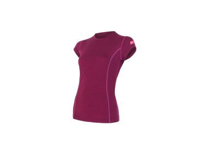 SENSOR MERINO WOOL DÁMSKÉ TRIKO KR.RUKÁV LILLA
