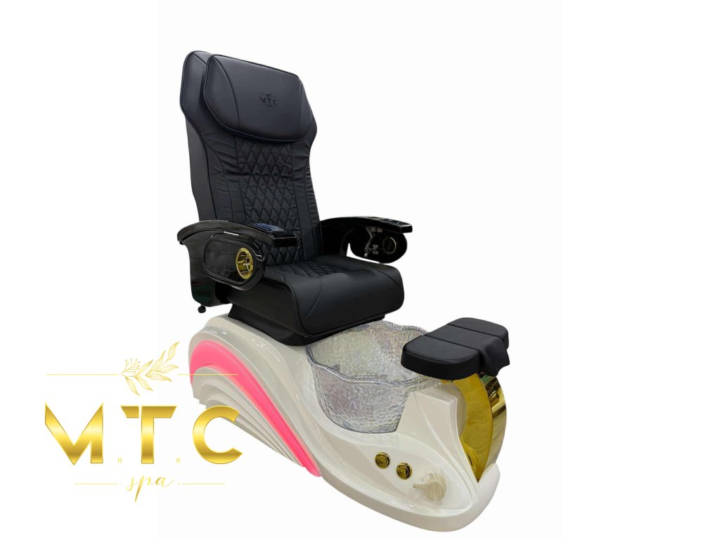 Ghế Pedicure MTC Cơ Bản – Nâu & Trắng, Bồn Pha Lê
