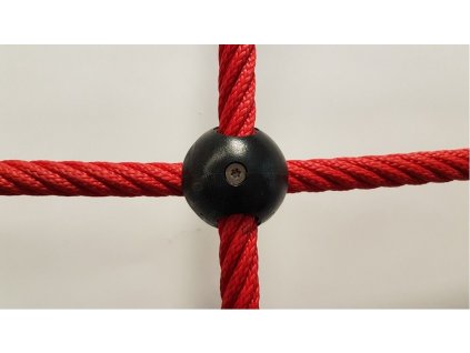 Lezecká sieť Herkules PES 16 mm, oká 50 cm, plastové gule, červená