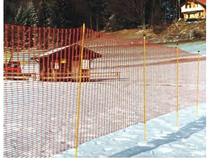 Lyžařský traťový plůtek PE 1,1 x 50,0 m, vpletené tyčky, oranžový