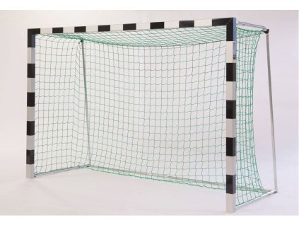 Branka na házenou mobilní 3,0 x 2,0 m, pevné síťové oblouky, černostříbrná