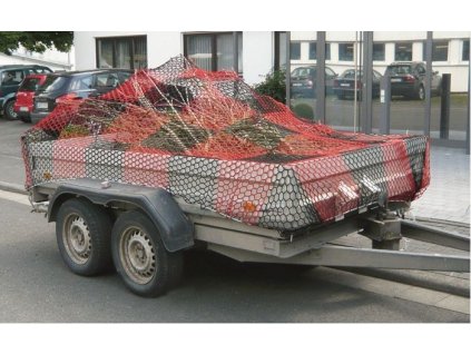 Krycí síť PP 3,5 mm, 3,0 x 5,0 m, gumová šňůra, šachovnice, červená/černá