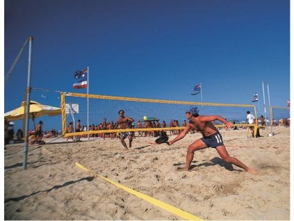 Beach tenisová turnajová síť PP 3 mm, žlutý lem po obvodu