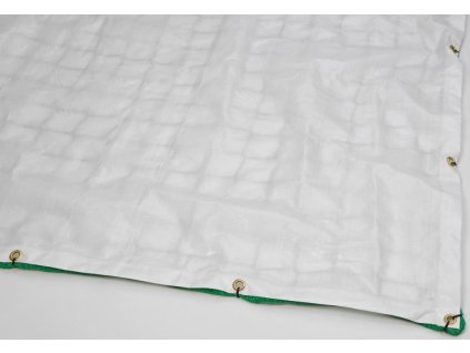 Sieť proti pádu PP 5 mm, oká 100 mm, zelená + prídavná plachta 200 g/m2, biela