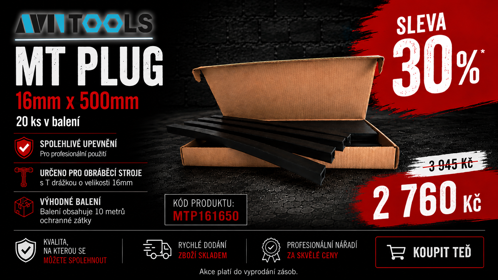 MT Plug 16mm, 20x 500mm