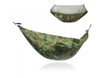 Malatec 10149 Hamak, Houpací síť s moskytiérou do 150 kg, 260x140 cm, maskáčová