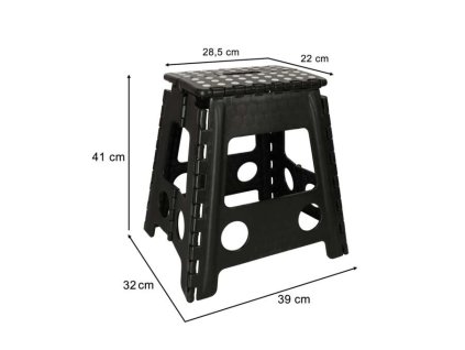 Stolek taboret skladany antyposlizgowy 39cm czarny 152427 680x680
