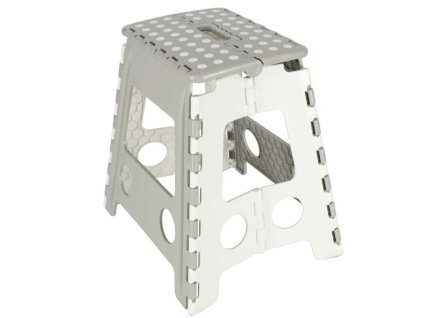 Stolek taboret skladany antyposlizgowy wysoki 39cm jasny szary 141079 680x680