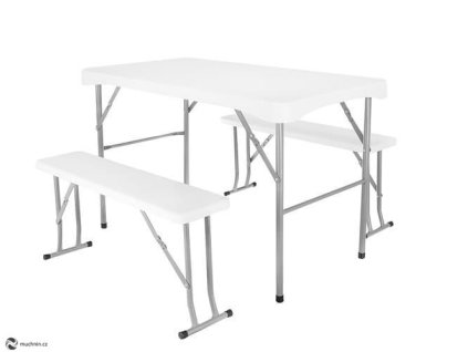Malatec 9998 Campingový Stůl + 2 x Lavice bílý