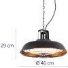 Infračervená terasová vyhřívací lampa závěsná s dálkovým ovládáním 600/1200/1800 W