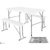 Malatec 9998 Campingový Stůl + 2 x Lavice bílý
