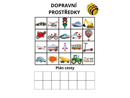 Sada plánů na programování Bee Bot - Dopravní prostředky