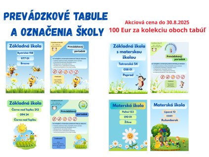 Kolekcia: Prevádzková tabuľa + názov školy