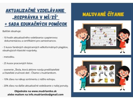 Aktualizačné vzdelávanie ,,Rozprávka v MŠ/ZŠ" + sada maľovaného čítania (do 5 zamestnancov)