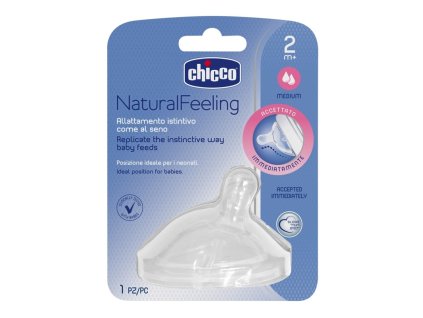 CHICCO Dudlík na láhev Natural Feeling silikon, střední průtok 2m+, 1 ks