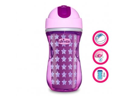 CHICCO Hrneček Sport termo s brčkem 266 ml, růžový 14m+