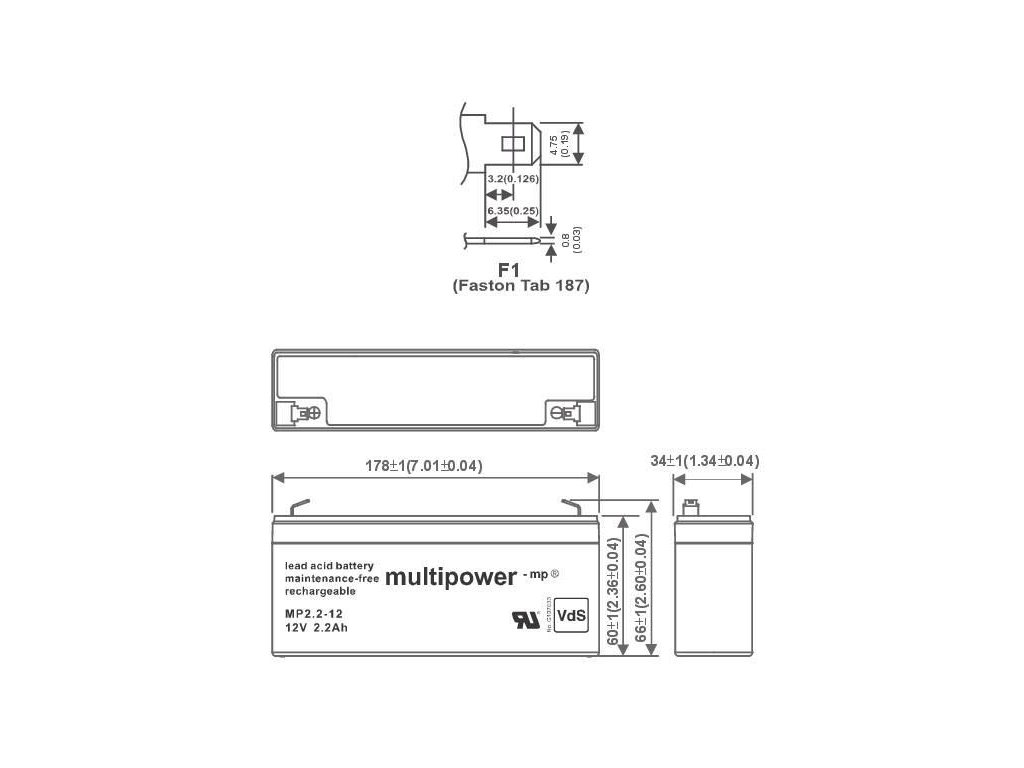 Bleigelakku 12V 1,3Ah Notstromversorgung Batterie