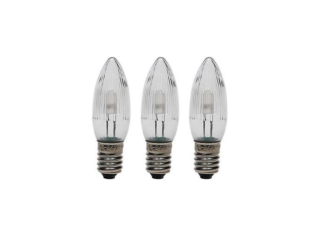 LED-Topkerze 3er-Blister w-weiss E10 8-55V 0,1-0,2W Riffelkerze-LED/3