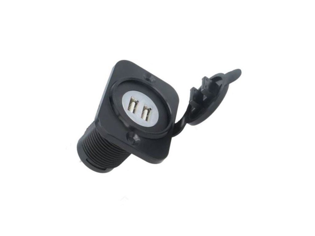 USB-Einbaubuchse 12-24VDC/5V USB-A-Chassis2Port mit Kappe - MüKRA