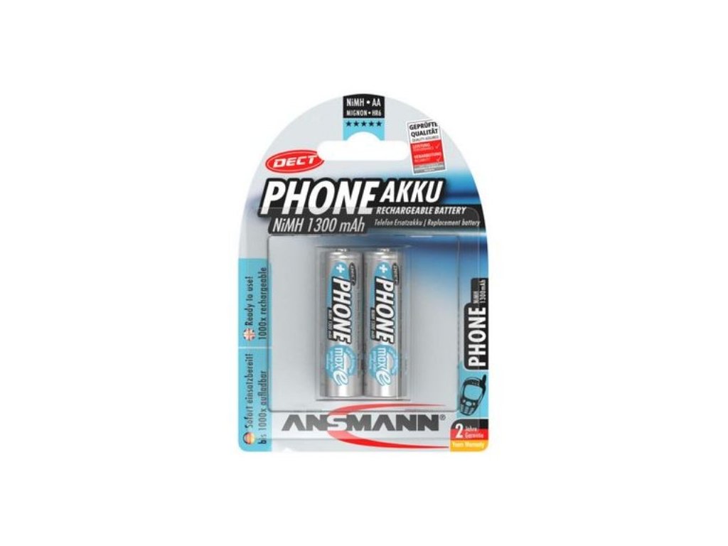 Akku Mignon-1300/2 Dect NiMH AA 1300mAh 1,2V maxE 2er Blister